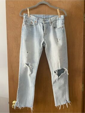 Levi's Light Blue Distressed Women's Ankle Cropped Jeans